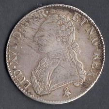 MONNAIE ROYALE ARGENT : ECU AUX BRANCHES D'OLIVIER LOUIS XVI 1783 A @ PARIS