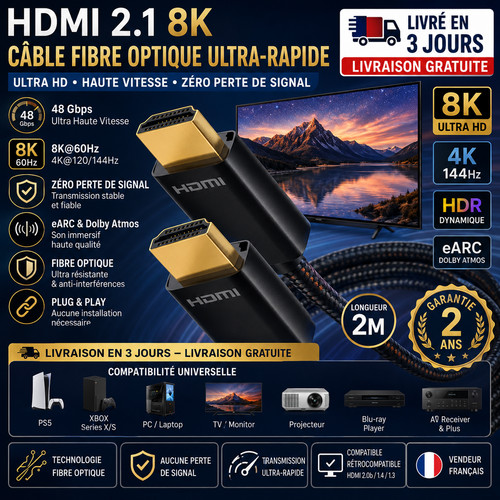 Cable hdmi 2m - 2m, fibre