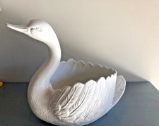 Jardinière/Cache-Pot Cygne en Céramique Blanche - Élégance Vintage Grand format