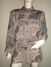 CHEMISIER SATINE FEMME A DIVERS MOTIF COULEUR GRIS TAUPE KAKI BEIGE T:46/48