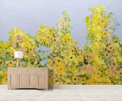 Papier peint jaune jardin - peint, 3d