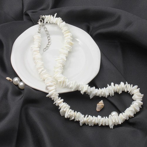 White puka shell necklace - white,