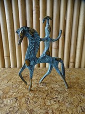 petite statuette grecque antique cheval étrusque bronze patine verte Mythologie 