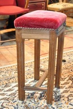  Tabouret vintage velours rouge
