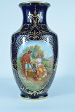 Grand vase ancien Porcelaine Limoges Château des étoiles scène galante Antique