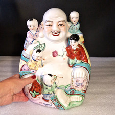 ? Chine BOUDDHA RIEUR 5 ENFANTS PORCELAINE