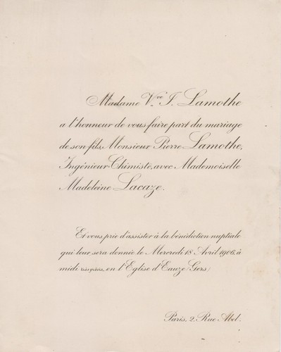 1906 faire part mariage pierre - 1906,