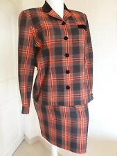 ENSEMBLE JUPE + CHEMISIER " MARCELLE GRIFFON " ECOSSAIS ROUGE GRIS ET NOIR T.40 