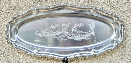 Plateau ovale inox - , décor