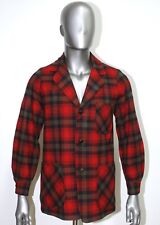 Vintage 1980s Tartan Plaid Red Flannel Wool Jacket PENDLETON Size S made in USA