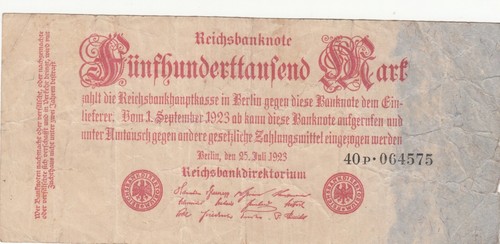 Billet allemagne 500000 mark - billet,