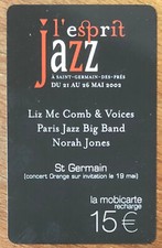 MBC MOBICARTE JAZZ SPÉCIMEN RECHARGE NO TELECARTE PREPAYÉE PREPAID SCHEDA CARD