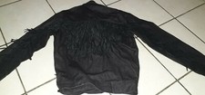 JOHNNY HALLYDAY ULTRA RARE VESTE  BLOUSON JEAN'S A FRANGES EN CUIR DE  PEAU