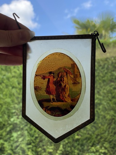Plaque fixé sous verre xixe - sous,