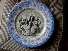 assiette ancienne parlante ST AMAND HAMAGES Les proverbes n° 9 époque année 1900