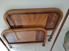 Lit 1 personne en tole peinte décor bois art déco