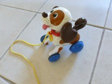  JOUET VINTAGE CHIEN TOMY ARTICULÉ LAISSE POUR TIRER SON HALETANT ET ABOYANT