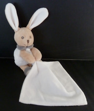 F2. Doudou PELUCHE CHICCO Lapin gris blanc beige mouchoir ETAT NEUF*