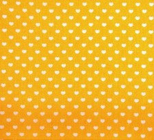Tissu coton jaune imprimé cœurs blancs 150 x 50 cm