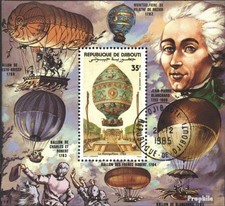 djibouti Bloc 72 oblitéré 1983 200 Années Aviation