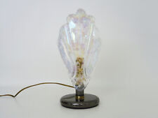 Grande lampe de table à feuillage en verre et métal gris anthracite. Années 80