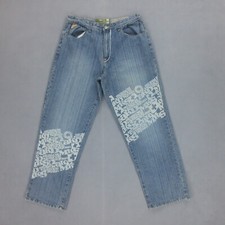 Jean Baggy Hip Hop Print Vintage Y2K Akademiks Homme L Bleu Coton Zip