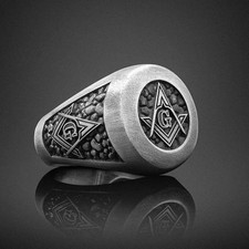 Chevalière de maçonnerie franc-maçon faite à la main, en Argent Massif 925