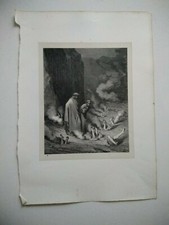 Gravure ancienne Gustave Doré "  Divine comédie "  Dante Gravure originale  19°