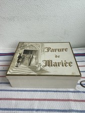 Ancienne Boîte Parure De Mariage Avec Coiffe Tulle Fleur Deco Retro 