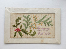 Carte Postale Ancienne Brodée