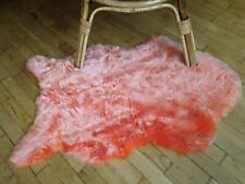 Tapis à poils longs orange rouge fluo peluche tout doux 58 cm x 92 cm vintage
