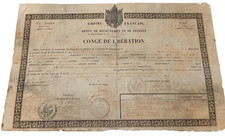 09/25 (CRB405) Ancien diplôme militaire Congé de Libération empire français