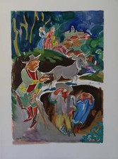 André PLANSON : Promeneurs avec un âne, Gravure