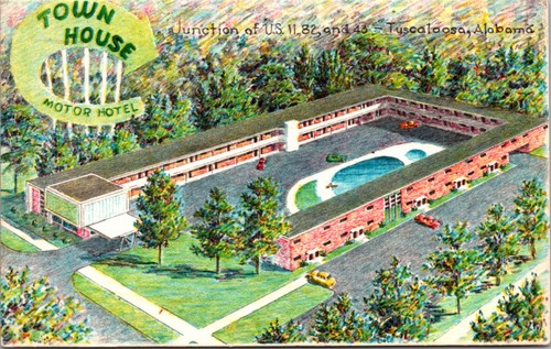 Postcard town house motor - town,