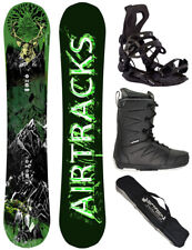 Set de Snowboard AIRTRACKS Forêt King Charbon Rocker+Fixation Master+ Bottes+