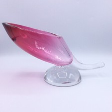 Coupe corne d’abondance cristal soufflé coloré rose signé Val Saint Lambert