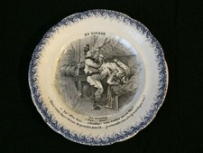 petite  assiette parlante "en voyage" H.B et Cie Terre de fer