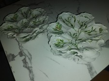 Rare lot de 6 assiettes anciennes à huîtres porcelaine de limoges 