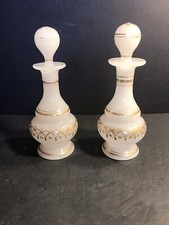 Pair antique opaline glass - of,
