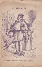 AA139 Image d'Epinal Devinette  LE RETAMEUR  Cherchant les objets étamés 
