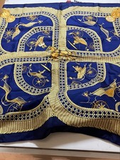 HERMES Carre Scarf blue gold