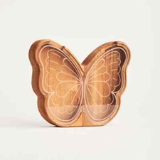 Animal Conçu Forme Piggy Chouette Tirelire, Papillon Pièce Banque Bois Gift