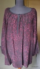 Gerard Darel Top 44 blouse tunique soie marron noir violet léopard panthère