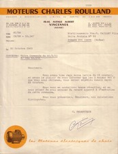 VINCENNES - LETTRE MOTEURS CHARLES ROULLAND - 1963