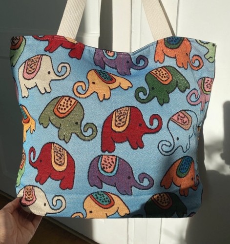 Sac cabas éléphants bleu - cabas,
