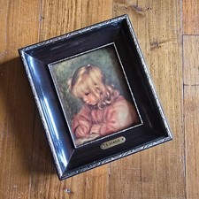 🌿 Petit cadre vintage — reproduction sur tissu matelassé — A. Renoir — 16x18 cm