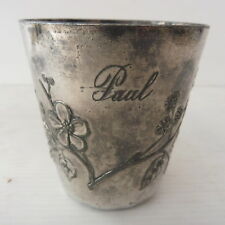 * TIMBALE ANCIENNE GALLIA CHRISTOFE GRAVE PAUL FLEURS DE MURIERS EN RELIEF 135 g