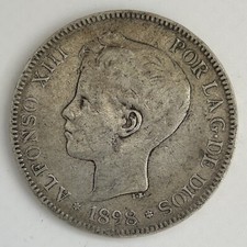 ESPAGNE - SPAIN - 5 Pesetas 1898 SG-V - Alfonso XIII - Argent - Silver