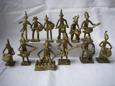 1950 8CM Afrique orchestre musiciens  FIGURINES en BRONZE  cire perdue