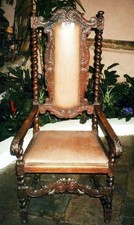 ROI PALAIS TRÔNE ACCOUDOIR CUIR FAUTEUIL CHÊNE SIÈGE MEUBLE gothique renaissance baroque